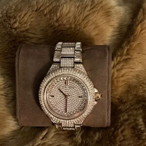 MICHAEL KORS JEWELED WATCH ROSE GOLD, see pix